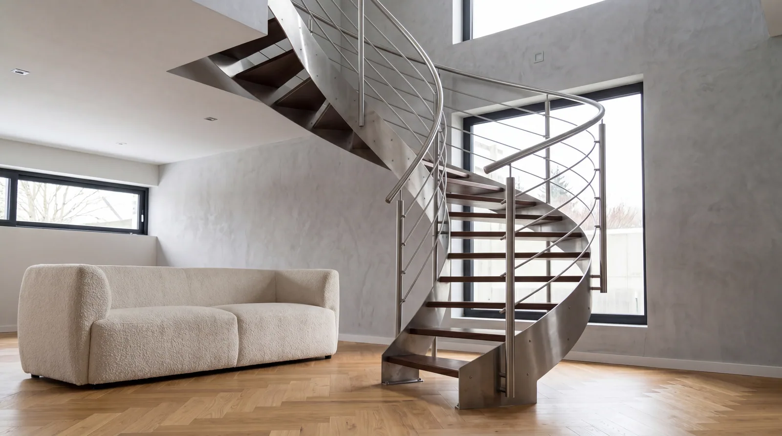 Garde-corps escalier barres inox